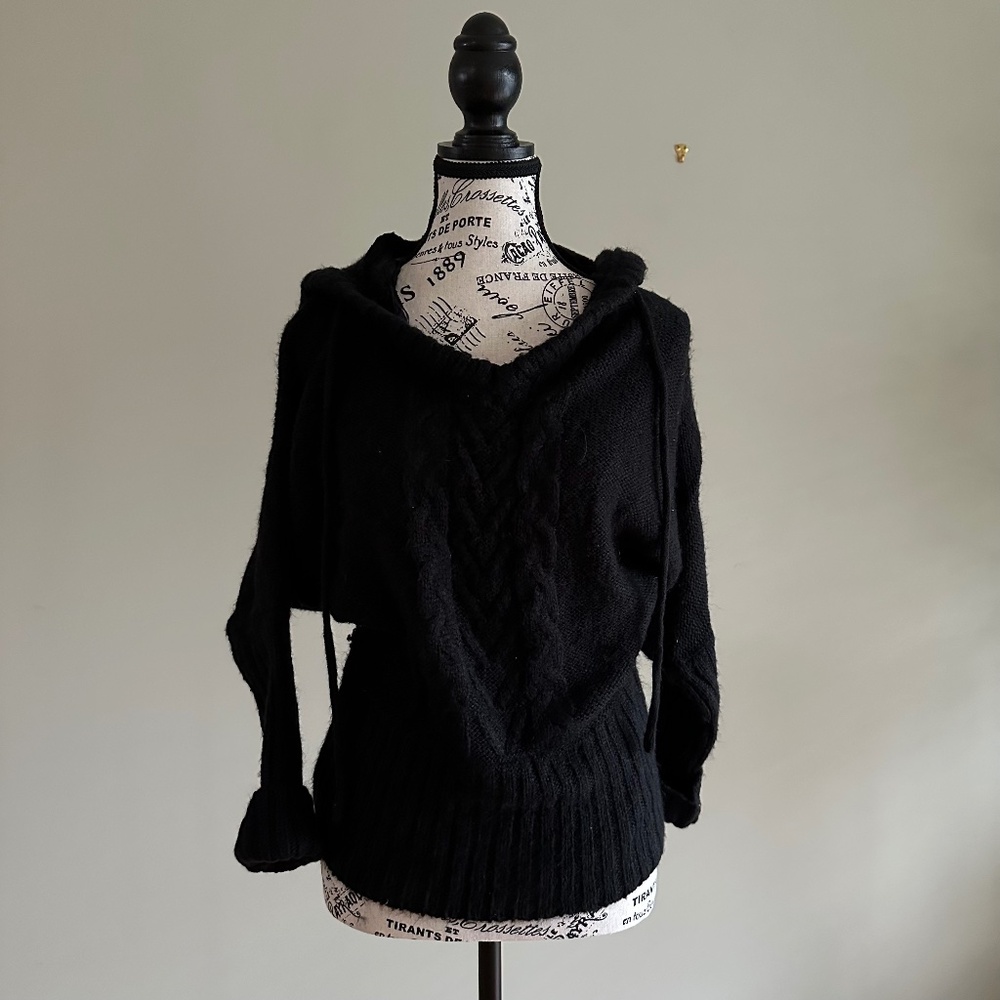 Black Sweater Hoodie with Pockets Size S/M